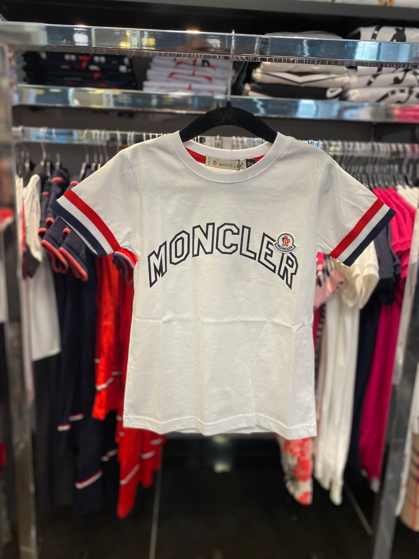 Moncler white T-shirt blue logo