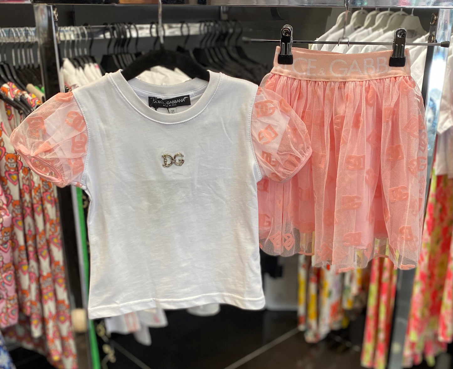 Dolce & Gabbana set white & pink skirt