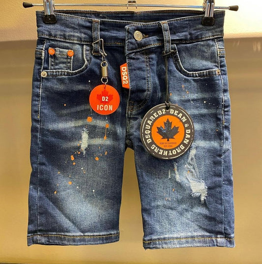 Dsquared2 Jean shorts with orange splashes