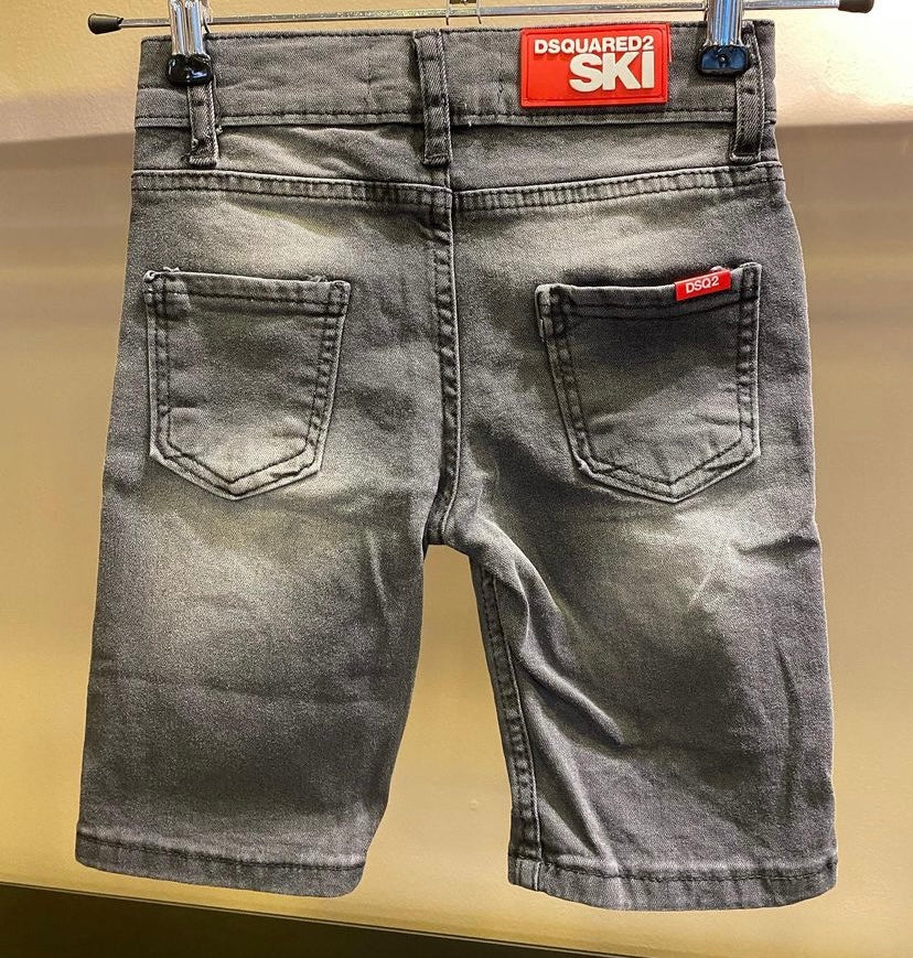 Dsquared2 black jean shorts with red splashes