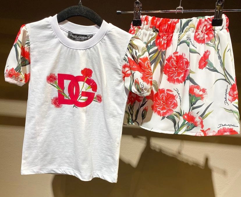 Dolce & Gabbana red floral summer set with skirt
