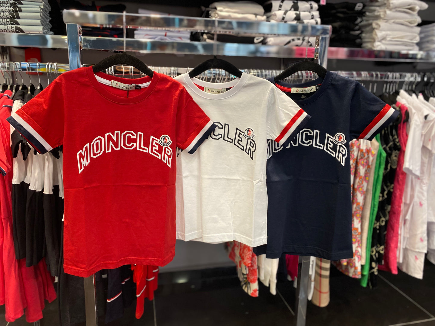 Moncler white T-shirt blue logo