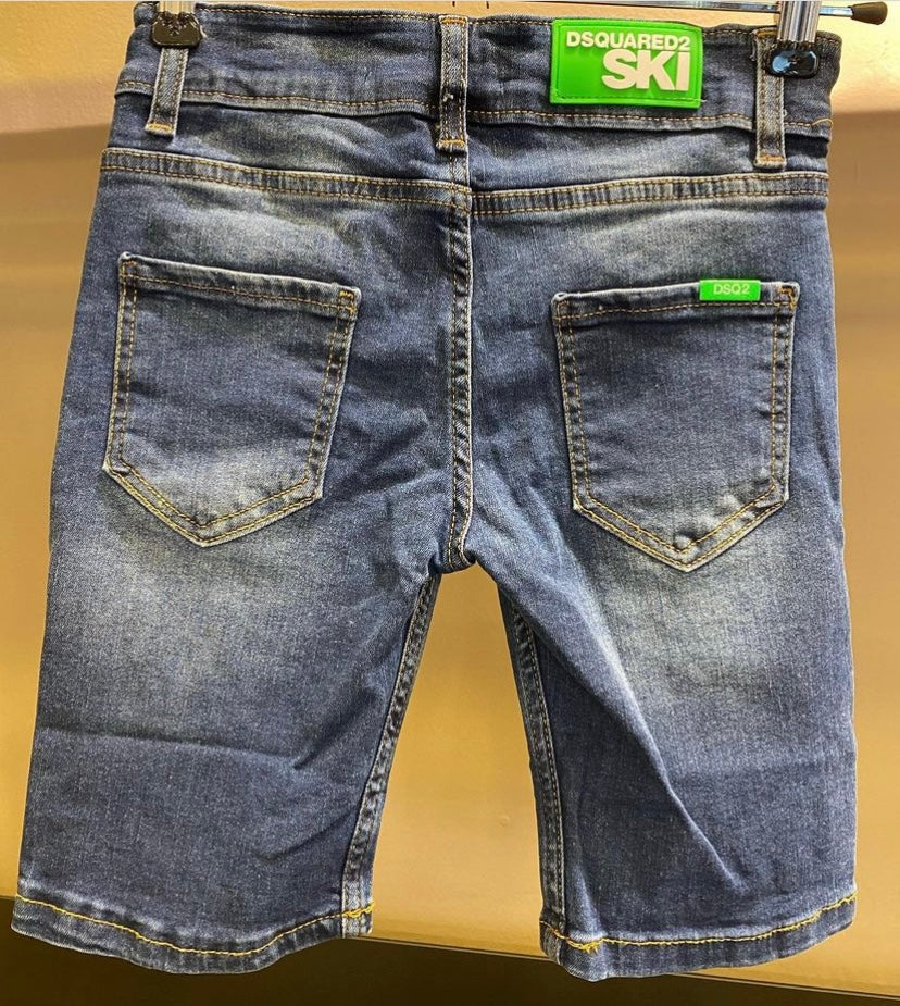 Dsquared2 Jean shorts red leaf logo