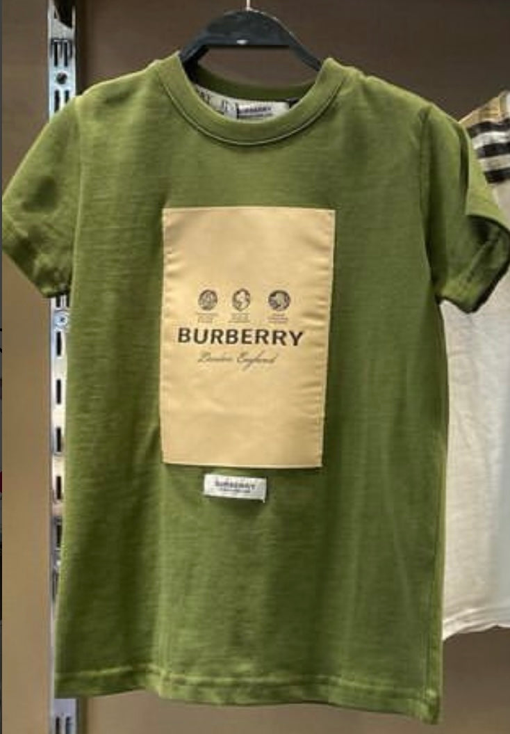 Burberry khaki label print T-shirt