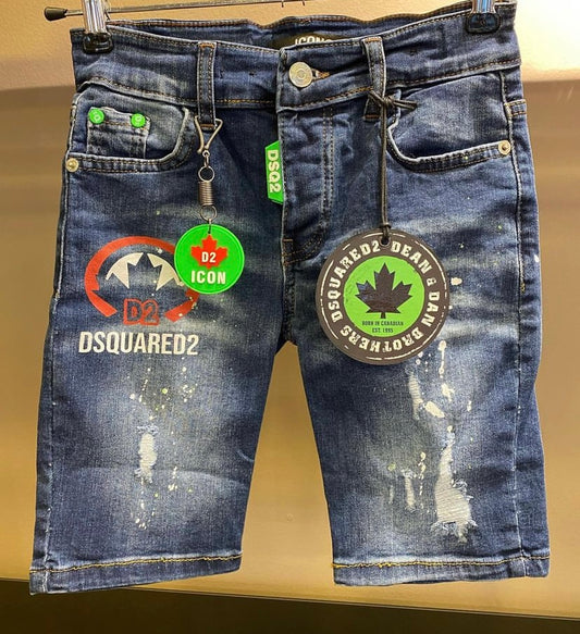 Dsquared2 Jean shorts red leaf logo