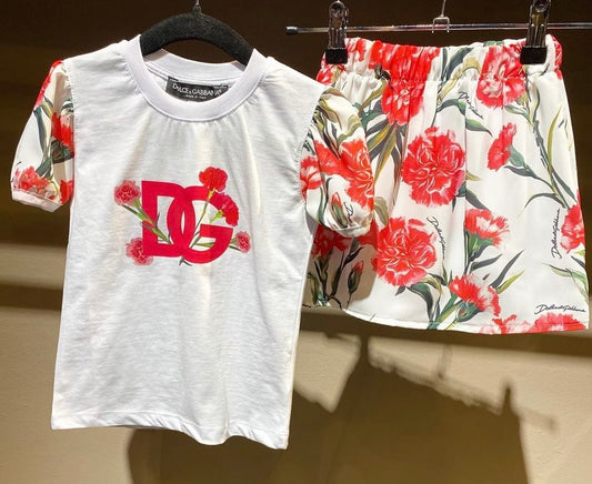 Dolce & Gabbana red floral summer set with skirt